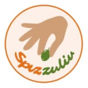 Spizzuliu logo: a hand holding a green olive